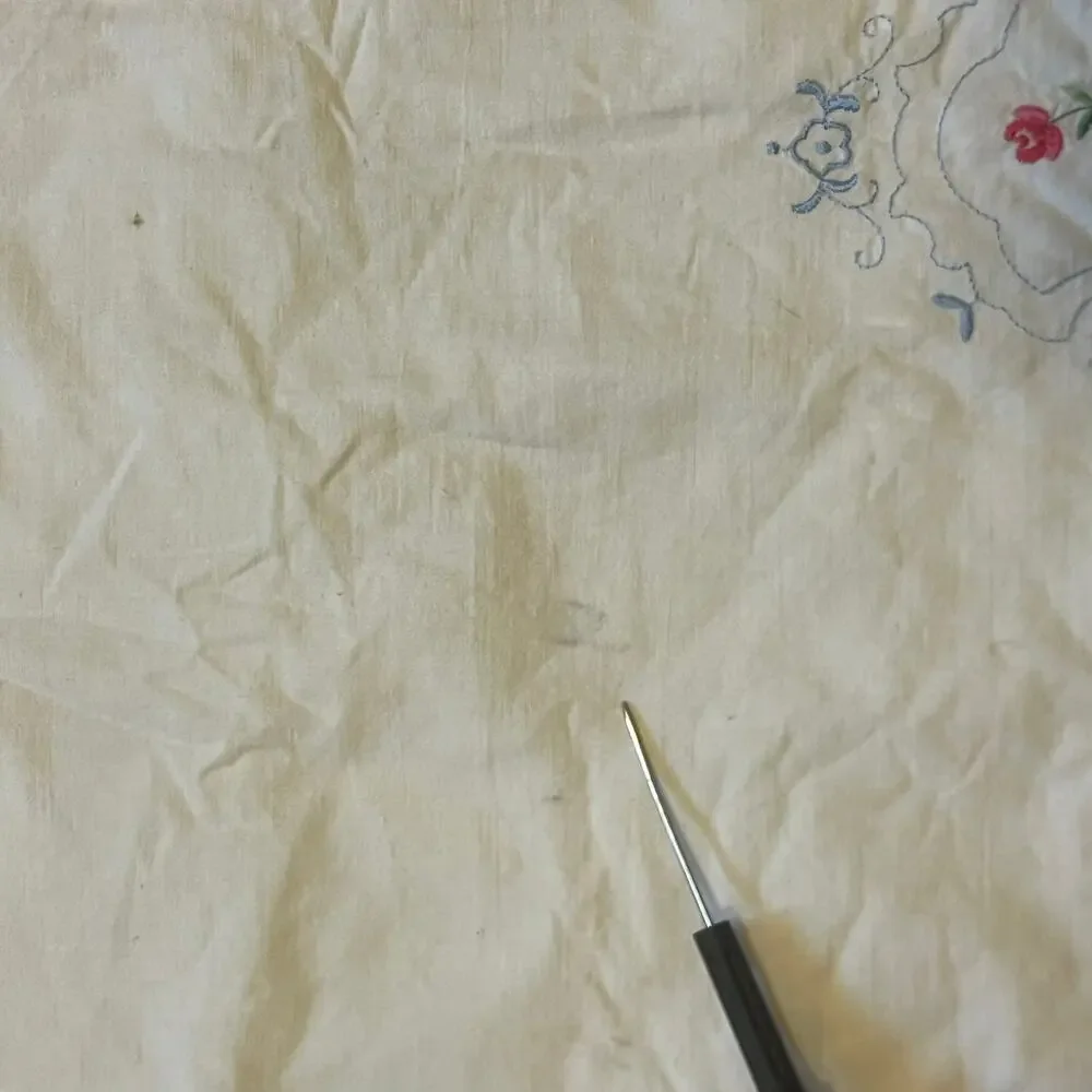 Vintage Embroidered Pillowcase Red Roses Blue Swirls Floral Elegant Home Decor